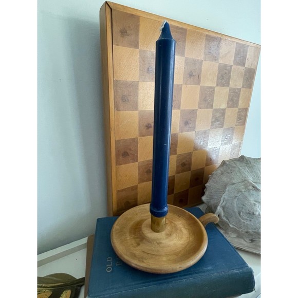 Vintage Handmade in Maine Pine Wooden Candstick Holder - Picture 5 of 7